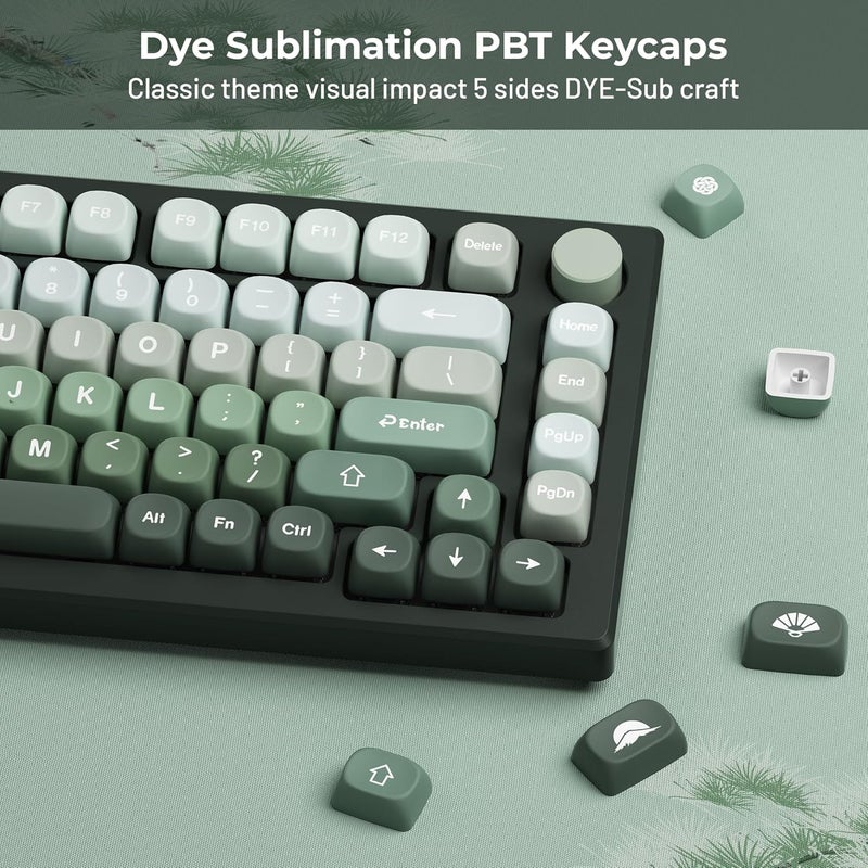 HITIME XVX Matcha Wagashi PBT Keycaps-MOA Keycap, Custom Keyboard Keycaps 60 65 75 100 Percent, 5 Side Dye Sublimation Keycap, 132 Keys Key caps Set for Cherry Gateron MX Switches Keyboards, Gradient Green - Image 4
